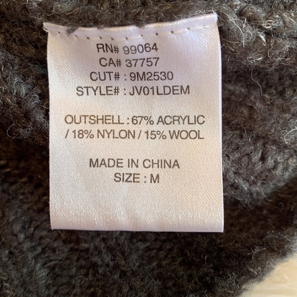 Billabong Charcoal Chunky Knit Front Button Cardigan Sweater Size Medium - Picture 4 of 10